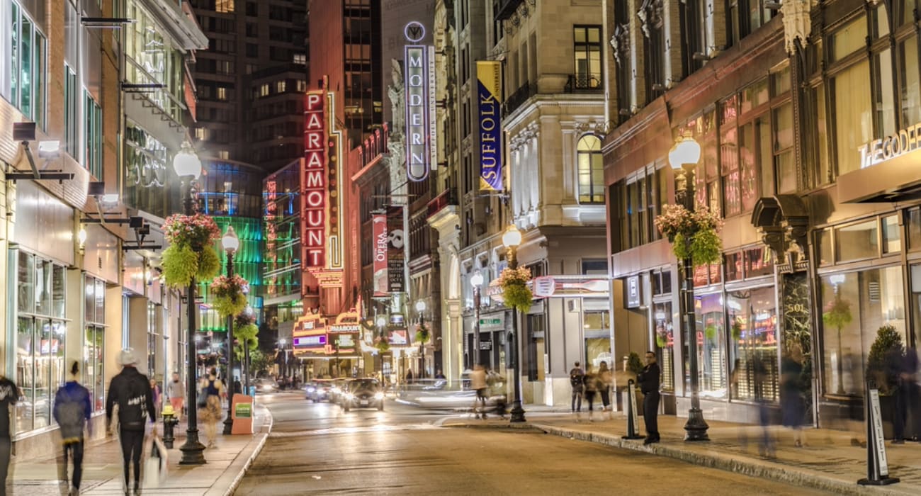The theater district in Boston