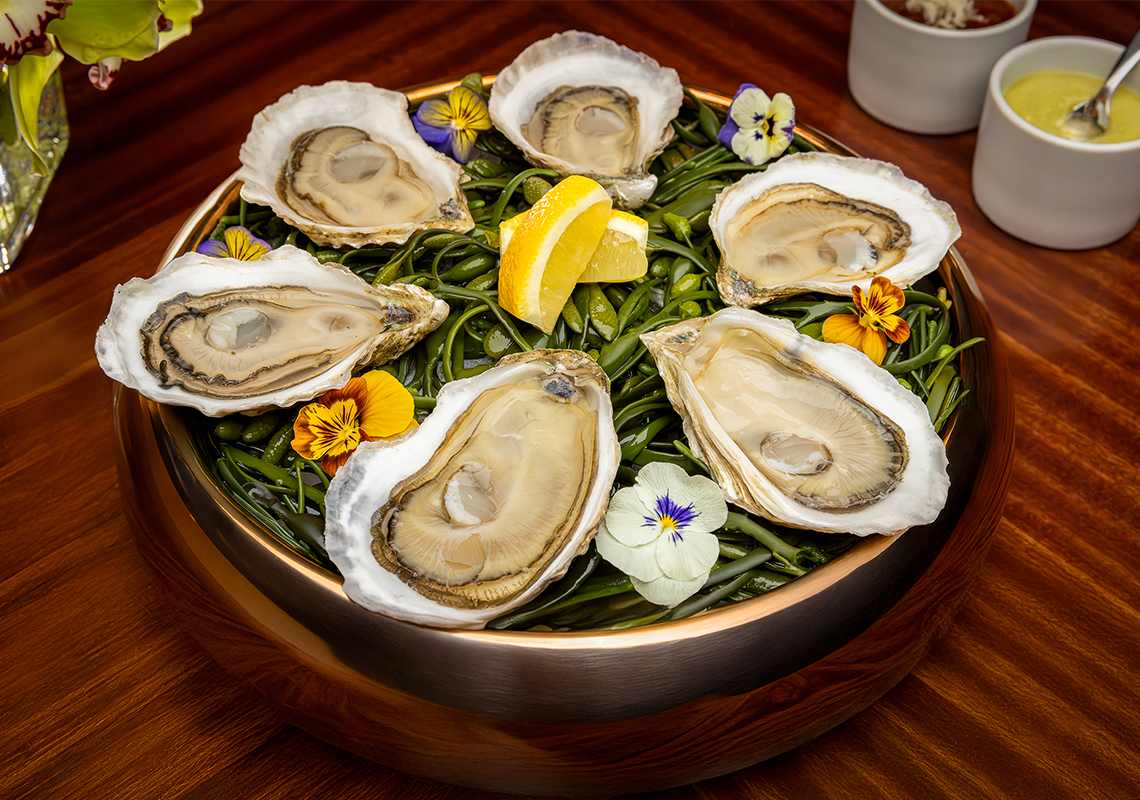 Local Oysters on a platter from Rare Lounge