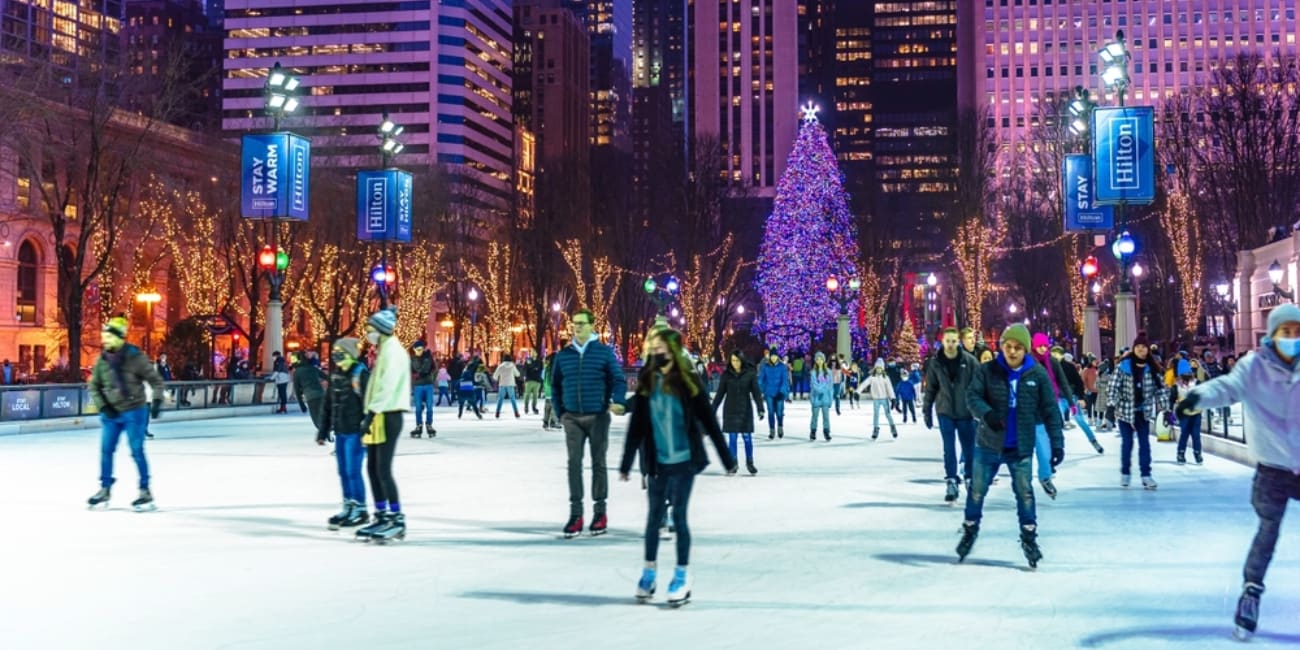 Ice skating during the holidays
