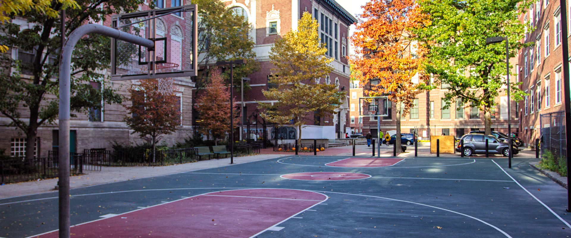 Outdoor basketball court in Boston