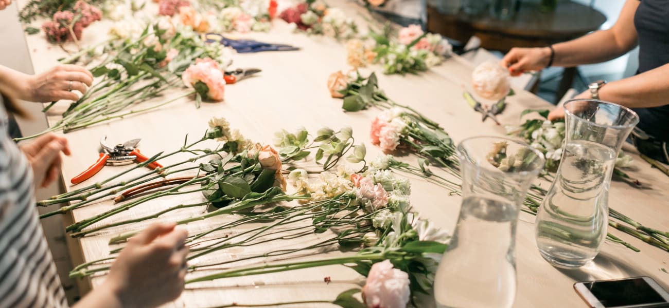 Arranging flowers for Mother's Day