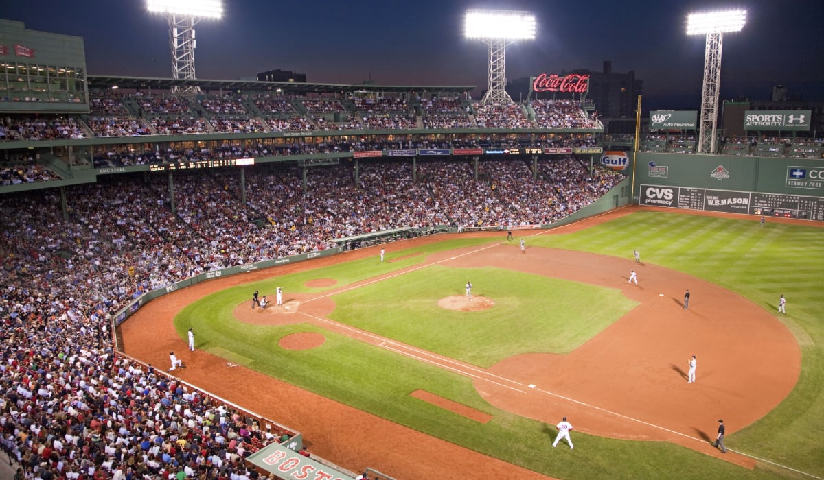 Boston Red Sox game at night