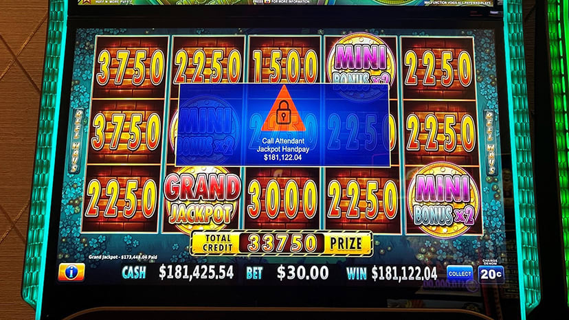 A slot machine screen showing a win of $183,122.