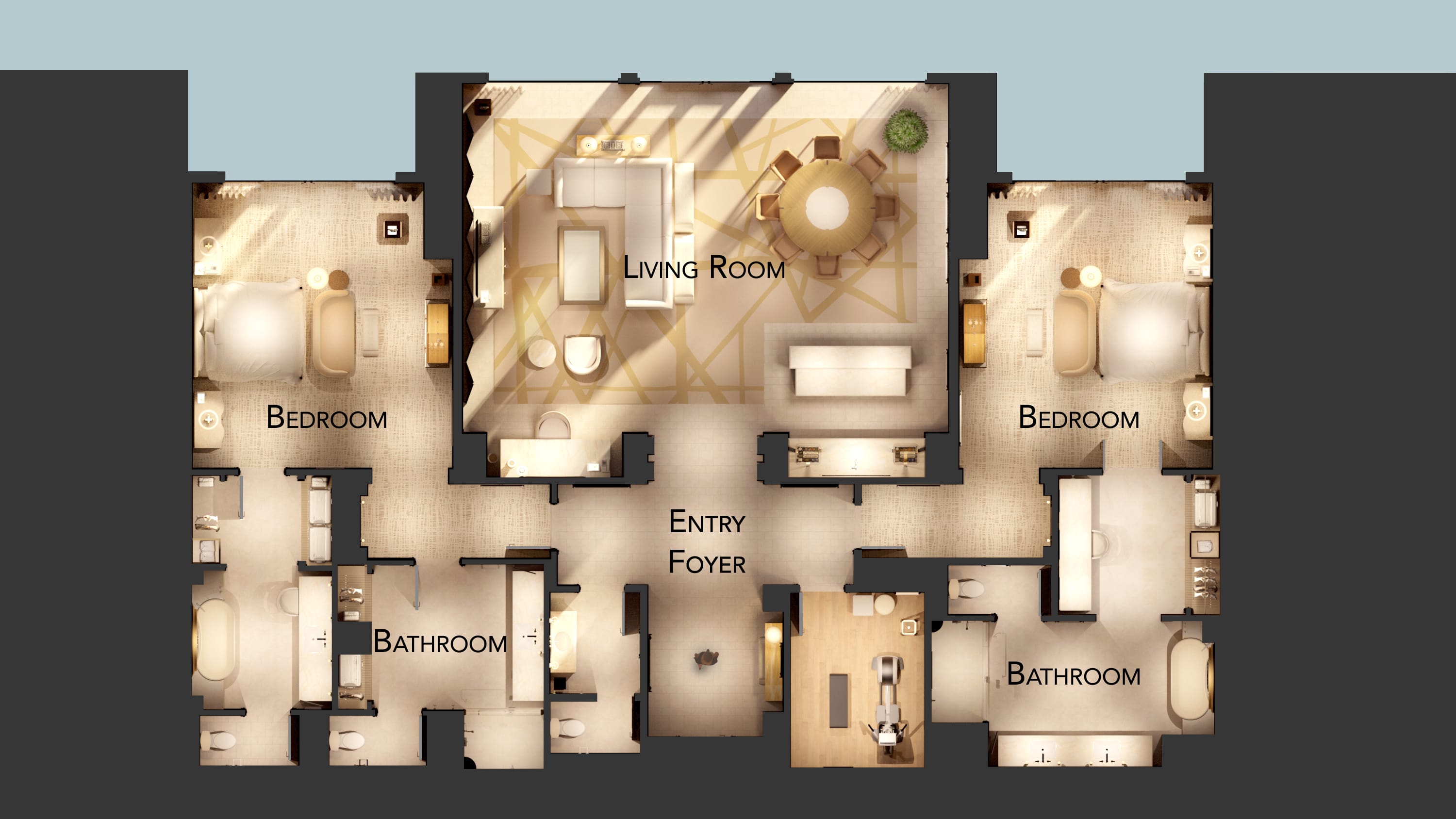 Wynn Fairway Villa Floor Plan - Two Bedroom