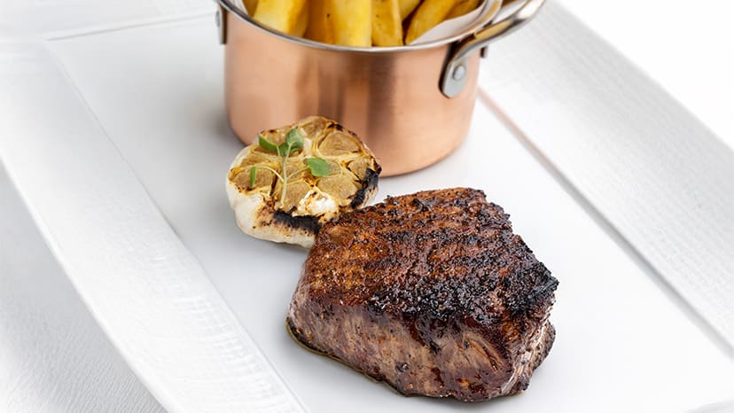 The steak frites at Rare Steakhouse