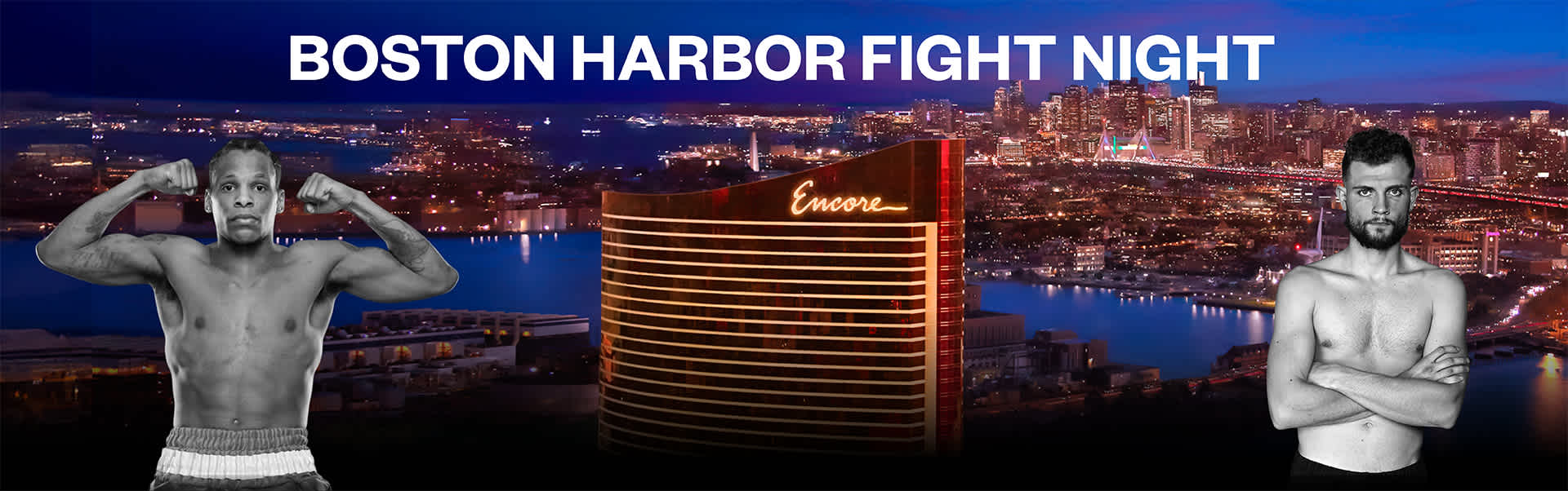 The exterior of Encore Boston Harbor during a sunset