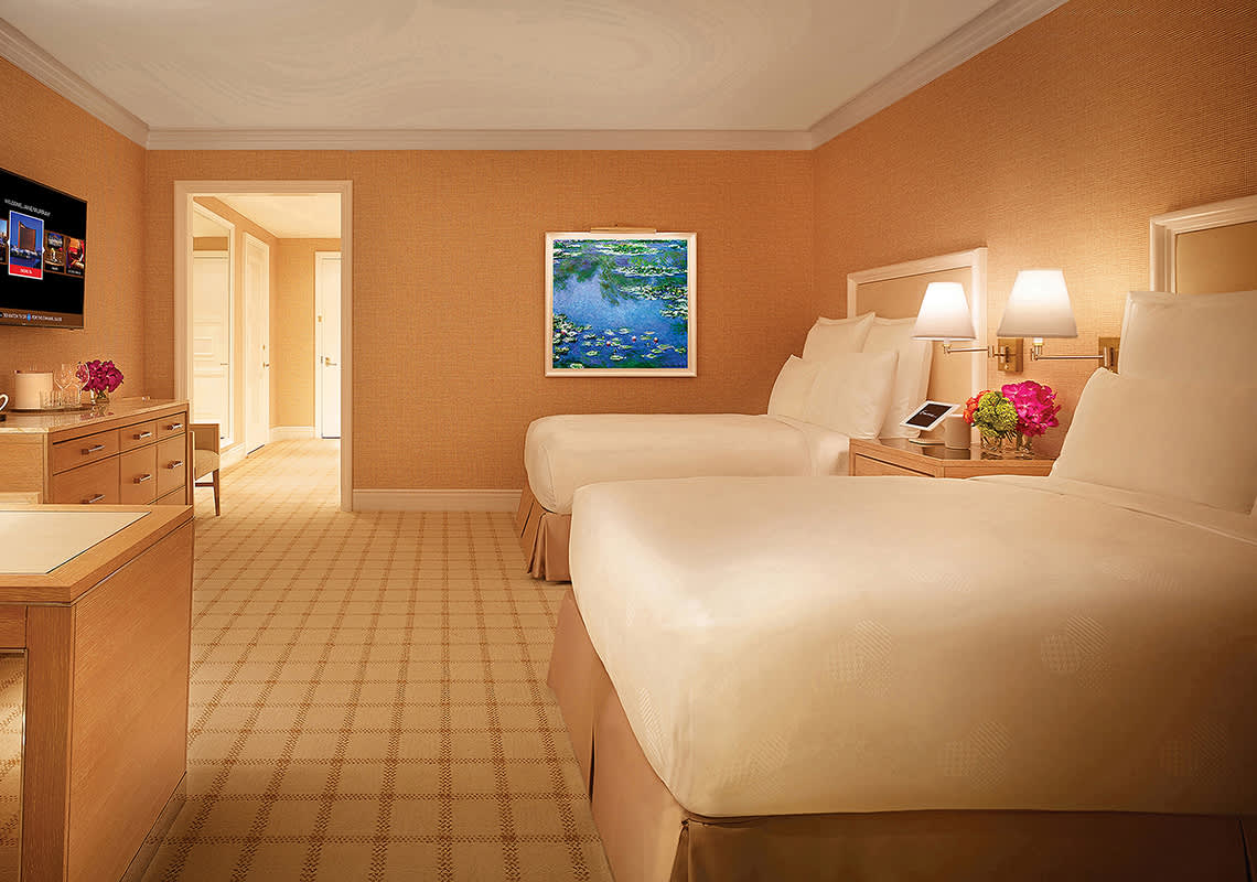 The interior of the Premier Harbor View Double at Encore Boston Harbor