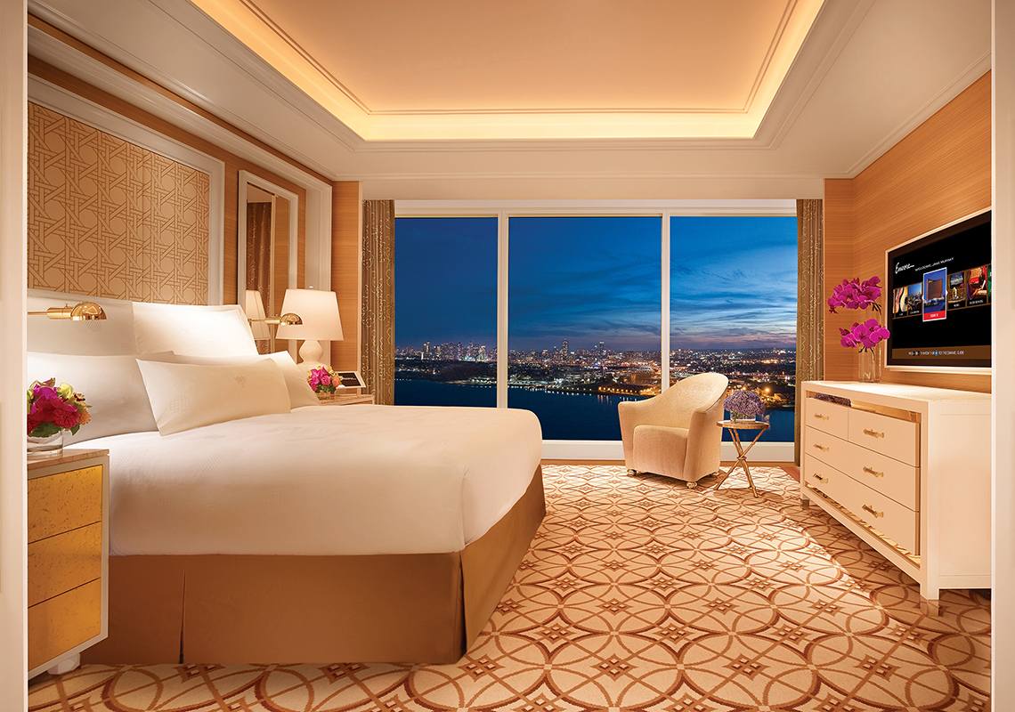 The interior of the Signature Harbor View Suite at Encore Boston Harbor