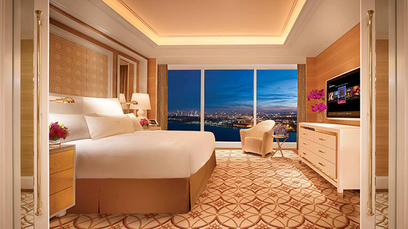 Signature Harbor View suite hotel room at Encore Boston Harbor