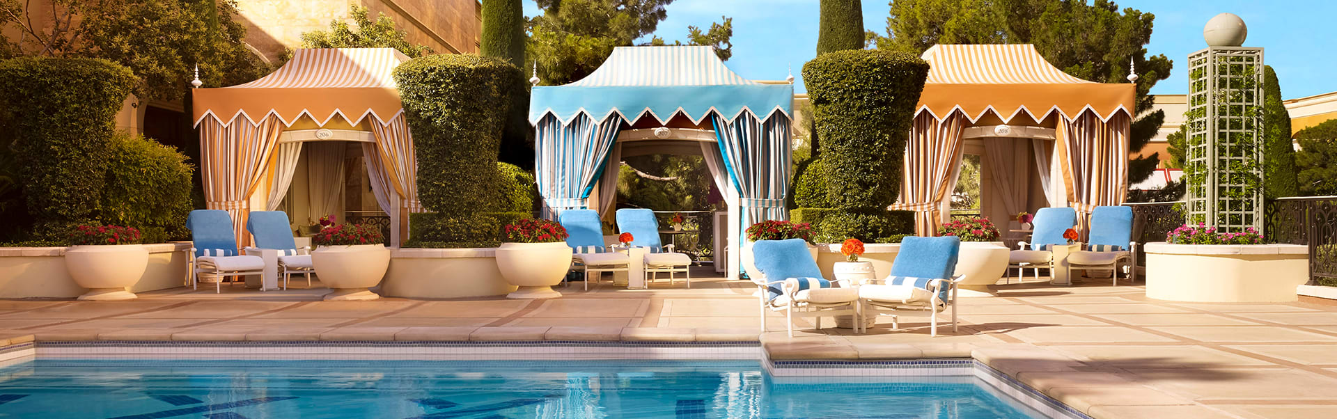 Cabanas at the Wynn Tower Suites pool in Las Vegas
