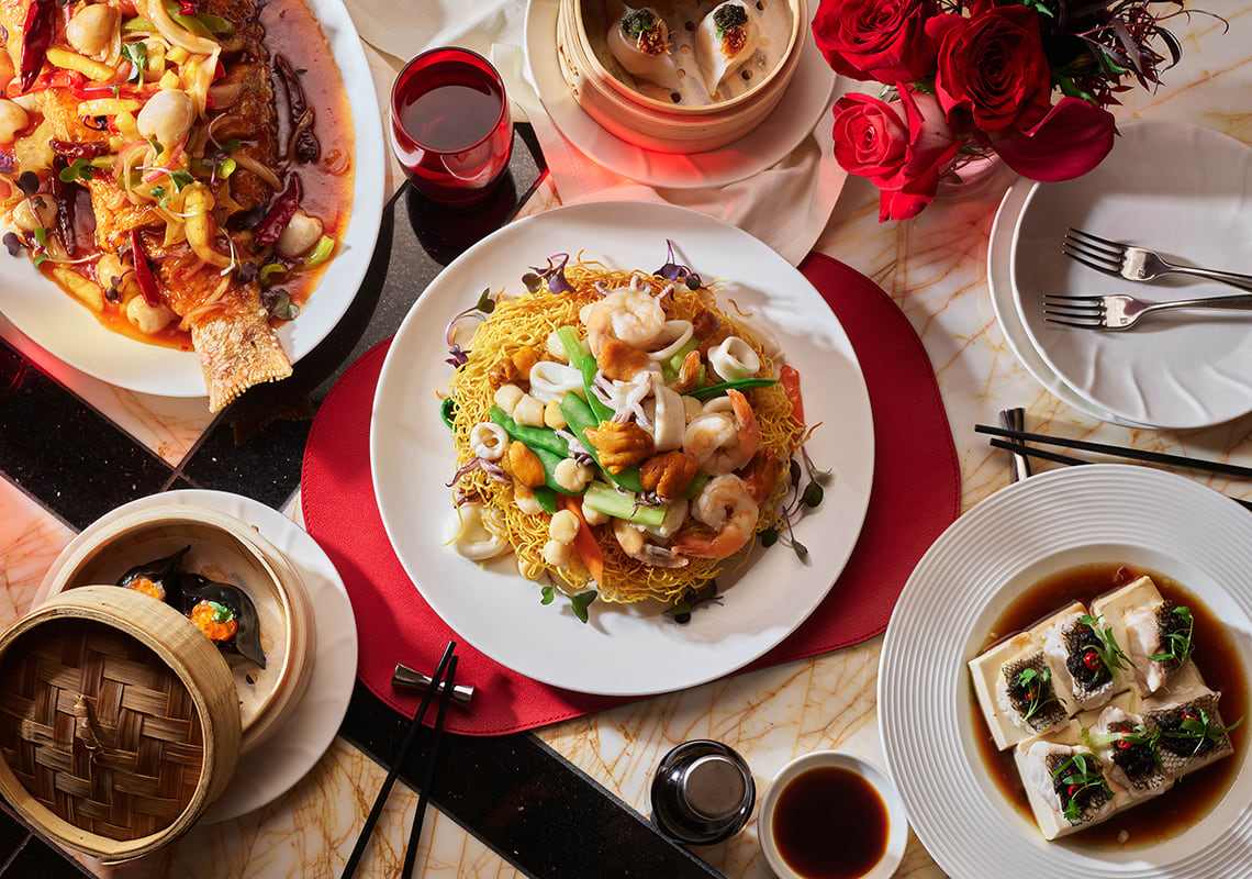 Sea Urchin and Seafood Chow Mein at Red 8