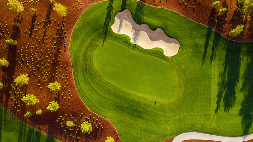 Aerial View of Hole 16 at Wynn Las Vegas Golf Club